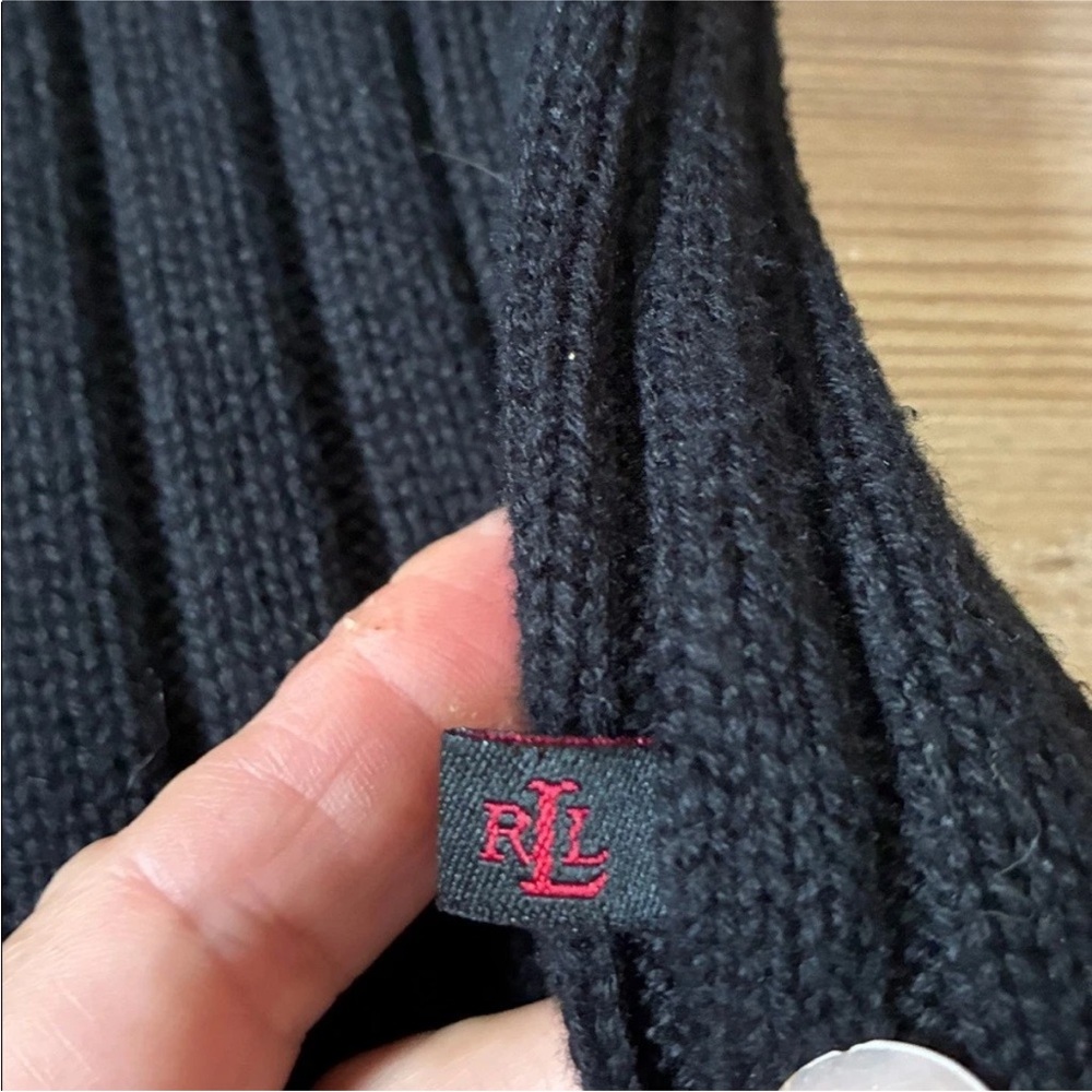 Ralph Lauren Lauren black cotton ribbed sweater. Medium